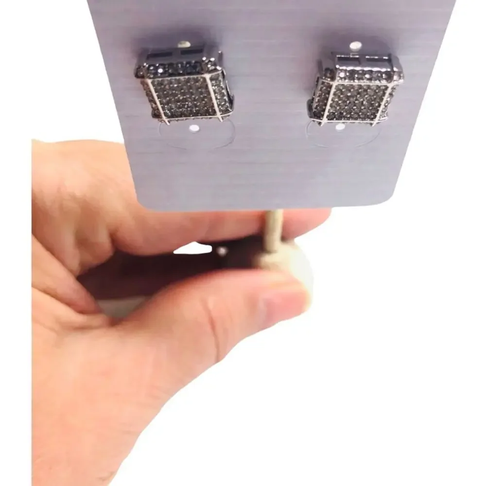 Silver Rhinestone Square Stud Earrings